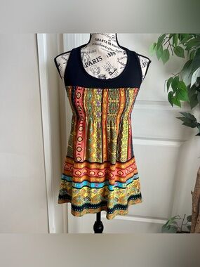 Next Era Couture Y2K Boho Paisley Halter Festival Tunic Tank Top Multicolor Sz M